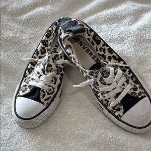 Converse Women's Leopard Print Sneakers - Black and Tan size 5 1/2